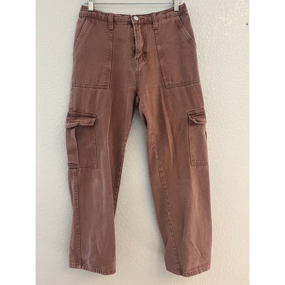 Pants - Unbranded Purple-Brown Cargo Pants Womens Medium High Rise Straight Leg Utility